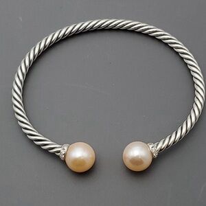 David Yurman Silver and Pink Pearl Bracelet (New)